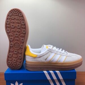 Adidas Gazelle Bold Suede Sneakers 'Ivory Bold Gold' IH9929 Womens Size 9.5